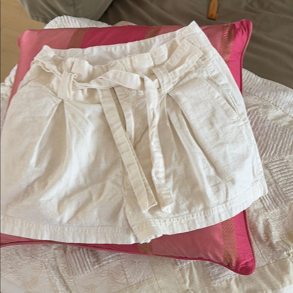 Free People White cotton Belted Shorts